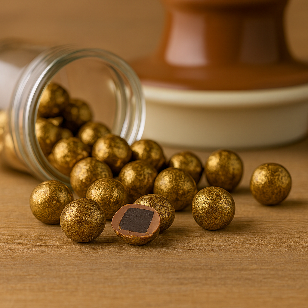 Salzlakritzkugel Gold